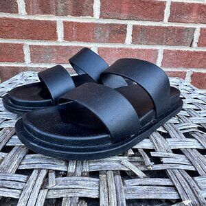 ASOS Design Sandals Womens Sz 9 Black Double Strap Friday Jelly Flats